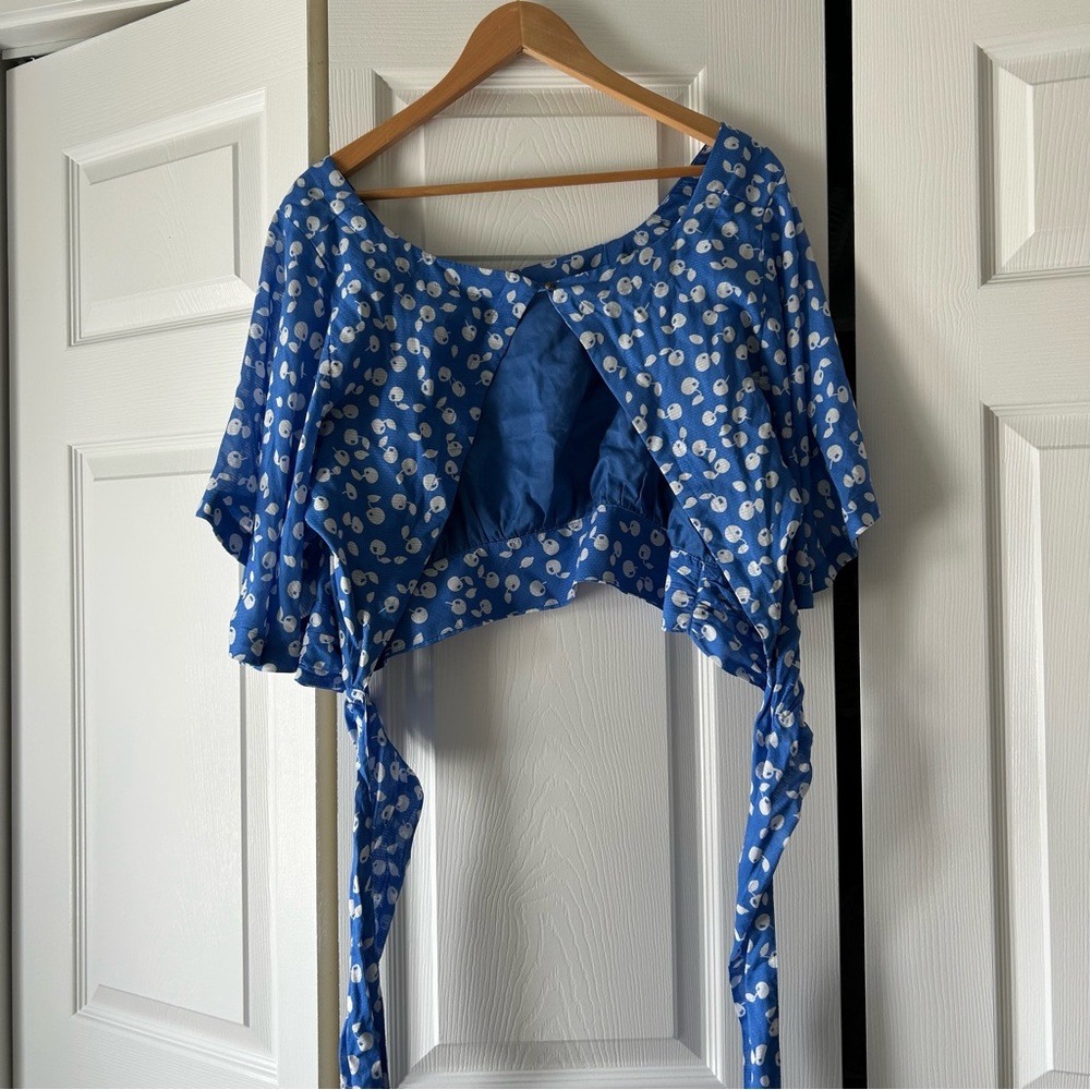 Anthropologie Maeve Square-Neck Crop Top Blue Blouse Top Size 2X NWT - Picture 11 of 13